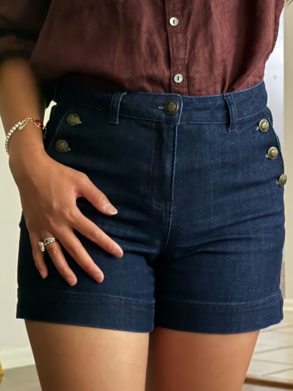 dark wash denim shorts